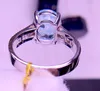 Bagues de cluster E2023 Bague d'aigue-marine Fine Bijoux Pure 18K Or Naturel 4.1ct Blue Gemstones Cadeaux d'anniversaire