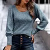 Kobiety swetry pullover długie rękawowe casual Crew Szyjka Zebrana bluzka bluzka