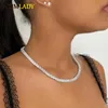 Ringar 5mm Princess Cut Square Cubic Zirconia Tennis Chain Iced Out Bling 5A CZ PAVED CHOKER Halsband Kvinnor Bröllopsmycken 15 "16"