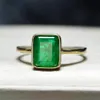 Anillos de racimo Plata real 925 Retro Cuadrado Anillo de piedra verde 18K Color oro Cubic Zircon Esmeralda para mujeres Aniversario Fiesta Regalo2476