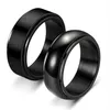 Anillos de boda 8 mm Moda Negro Anillo giratorio de acero inoxidable Cepillo brillante Elegante Punk Hombres Simple Estilo básico Jewelry212F