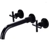 Bathroom Sink Faucets Antique Black Brass Double Handle Wall Mounted Mixer & Cold Basin Chrome Tap Gold Faucet