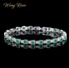 Wong Rain Vintage 100 925 Sterling Silver Emerald Gemstone Bangle Charm Wedding Cocktail Bracelet Fine Jewelry Gifts Whole CX9091744