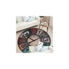 Carpets Vintage Creative Wall Clock Printed Round Carpet Entrance Doormat Porch Bathroom Mat Antislip Wearresisting Kitchen Rug Drop Dhj2O