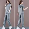 Women's Two Piece Pants 2 Pcs/Set Suit Top Trousers Hooded Ankle-banded Lady Sweatshirt Women Clothes