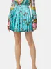 ワークドレスレトロな春と夏の蝶プリントラペル長袖シャツ2ピースウエストプリーツスカート女性ファッションスーツ