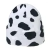 Berets Trendy Cow Leopard Print Knitted Hat Thick Casual Fall Winter All-match