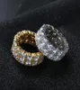 712 Gold Silver Color Plated Rings Micro Paled 2 Row Tennis Rings Zircon Hip Hop Finger Ring for Men Women4135775