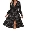 Casual Dresses Pretty Women'S Elegant V Neck High Waisted Comtable Long Printed Slit Sleeved Floral For Women