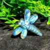 Regalo Pietra minerale naturale intagliata Labradorite Libellula Cristallo Quarzo Figurina Gemma curativa Reiki Decorazione della casa