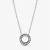 100% 925 Sterling Silver Logo Pave Circle Collier Necklace Fashion Women Wedding Egagement Jewelry Accessories249e