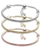 Silver Plated Bracelets 3MM Chain Adjustable Fit charms Gold Rose Bangle Bracelet Women Female Christmas Party Birthday Gift6820781