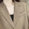 Giacca coreana alla moda giacca corta da donna manica lunga da ufficio da donna streetwear tinta unita cappotto corto con bottone singolo 231225