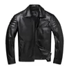 Estilo Borde Marrón Vintage Chaqueta de cuero genuino Hombres Cuero de vaca Slim Moda Biker Chaquetas Ropa Tamaño grande S-5XL 231226