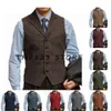 Mäns sillben enbröd V-ringad casual affärsväst Mens Designer Kläder Steampunk Working Vest