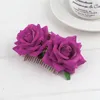 Hair Clips Ladies Bridal Flower Comb Wedding Accessories Red Rose Hairpin Jewelry Thick Head Band