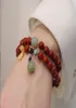 Södra röda strängar agat Hetian Jade Lotus Flower Armband Armband Women039s Lucky Fortune Naked Minority Design Beaded8911699