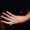خمر زهرة الورقة حلقة الهدايا وضع الماس CZ Sona Stone 925 Sterling Silver Party Band Band Rings for Women Finger Jewelry305b