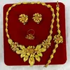 Aniid Indian 24K Gold Plated Necklace Set for Women Party Bridal Wedding Etiopian Luxury Dubai Jewelry Wholesale Gifts 231226