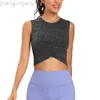 Desginer Alos Yoga Al T-shirt Nieuwe dames sporttop Tanktop Hardlopen Fitness Open navel Korte mouwloze Cover Up trainingspak