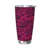 Gobelets gothique rose zèbre rayures gobelet isolé avec couvercle en acier inoxydable tasses à café bureau maison voiture bouteille tasse 20oz