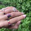 Nuevos anillos lindos coloridos brillantes moda Bohemia Arco Iris Rhinestone CZ Punk anillo de dedo mujeres atractivas niñas joyería de boda 2251