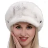 ベレー帽の輸入された皮の革の耳のプロテクター冬の女性の短いbrimedアヒルの帽子