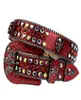 Cintura Western Cowboy Bling RedLt Siam AB Crystal Belt Lt Cintura rossa in pelle di coccodrillo con strass Fibbia rimovibile per uomo2850341