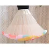 Skirts Crib Bed Womens Rainbow Tutu Skirt Layered Tulle Girls Colorful Travel Trailer Skirting Pleated Button