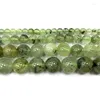 Lösa ädelstenar fin naturlig rund ädelstenpärlor gröna prehnite diy kvinnor armband halsband för smycken gör charm 4/6/8/10mm 15 ''