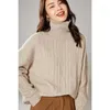 Kvinnors tröjor långärmad Turtleneck Pullovers Merino Wool Loose Whetm Warm Winter Ladies 2Colors Woolen Jumpers