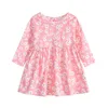 Meisje Jurken 2023 Baby Meisjes Lange Mouwen Bloemenprint Kleding Strik Kids Prinses Jurk Kinderen Party Ball Pageant Outfit