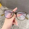 Sonnenbrille 2024 Mode Anti Blaues Licht Flache Brille Vollrahmen Ultradünnes PC-Material Dame kann mit Myopie ausgestattet werden