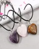 YYW Natural Stone Pendant Necklace Leather Cord Choker Necklaces Jewelry Women039s Tiger Eye Quartz Rose Stone Pendant Necklace3581992