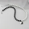 Chokers rotondi perle di perle yin yang taichi a sospensione in acciaio inossidabile catena collana unisex coppia gioielli donne donne mens242f897344449968669