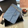 Rose Bag Mini Handbas Blue Denim Canvas Frauen Designer Sier Kettenbeutel 3 Klappengrößen Diamant Geschenkgitter mit Kiste Hochqualität klein