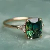 Wedding Rings Vintage Square Emerald Ring For Women Fashion Gold Color Inlaid Green Zircon Bridal Engagement Jewelry Gift Female287s