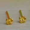 Stud Earrings Solid Pure 24Kt Yellow Gold Women Mini Flower 0.3-0.5g 3.1mmW