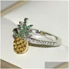 Cluster Rings Cute Pineapple Sier Ring With Zircon Stone For Women Wedding Engagement Fashion Jewelry 2021 Drop Delivery Dhcjp