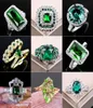 Anillo grande de piedra verde para Mujer, regalo de boda, joyería de lujo, anillo de circonia cúbica de Color, Anillos para Mujer Z5x873 Q0708782667118860