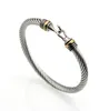 Wholesales(10pcs)Fashion Titanium Stainless Steel Men Hook Bracelet Gold Steel Color Twist Cable Bracelets & Bangles2116757