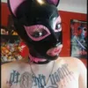 Sexig svart latex kattörfetisch huvmask gummi med bakre blixtlås anpassad y0804237d