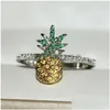 Cluster Rings Cute Pineapple Sier Ring With Zircon Stone For Women Wedding Engagement Fashion Jewelry 2021 Drop Delivery Dhcjp