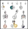 925 Silver Fit Charm 925 Bransoletka Mum Glitter Globe Mum Dangle Charms Zestaw wisiorek