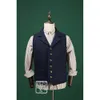 Men's Wool Herringbone Suit Retro Slim Notched Lapel Casual Vest Best Man Men's Tuxedo