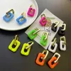FishSheep Simple Acrylic Link Chain Drop Earrings Neon Color Geometry Circle Dangle Earrings for Women y2k Jewelry 231226