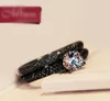 Vintage kobiecy kryształowy okrągły zestaw obrączki moda czarny złoty pierścionek zaręczynowy mody obiecuje cyrkon kamienne pierścienie dla kobiet5507075