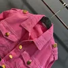 2-15 rosa crianças bebê meninas jaqueta jeans outono cor sólida lapela botão de metal crianças moda adolescentes menina casaco curto roupas 231225