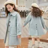 Children Girls Coats Outerwear Winter Girls Jackets Woolen Long Trench Teenagers Warm Clothes Kids Outfits For 8 10 12 14 Years 231225