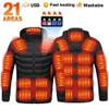 加熱されたジャケット21エリアメン女性防水USB充電加熱衣類長袖パーカー冬ウォームジャケット暖房ベスト231226